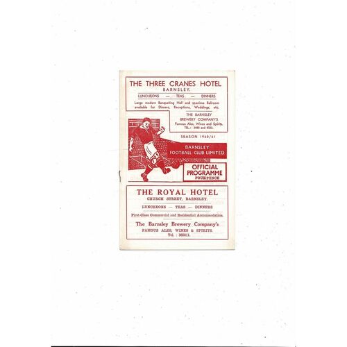 1960/61 Barnsley v Colchester United Football Programme