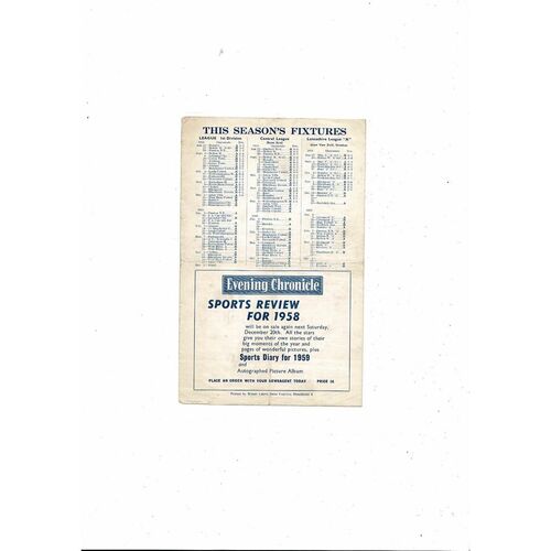 Manchester City v Manchester United FA Youth Cup Football Programme 1958/59