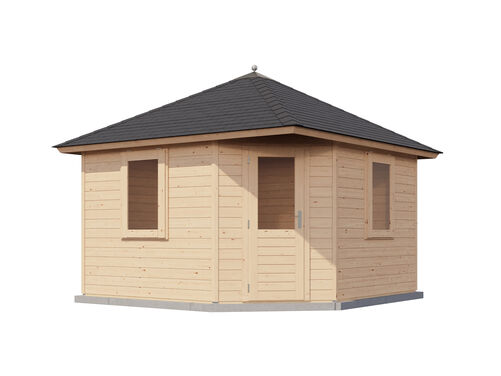 3.6mtr x 3.6mtr 44mm walled Pyramid Roof Cabin