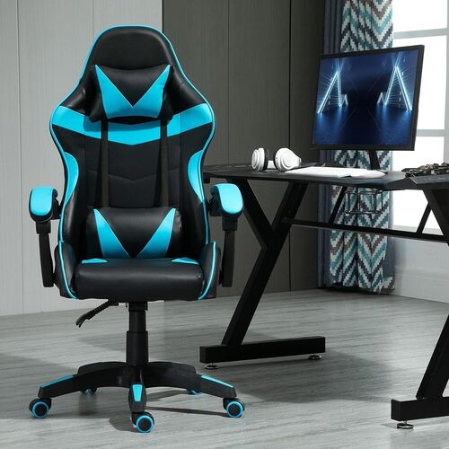 mcc direct Swivel Faux Leather Office Chair Racing Sports Gaming Tilt Computer Desk Chair with Headrest & Lumbar Cushion A