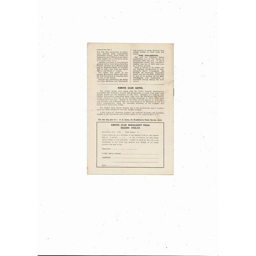 1953/54 Charlton Athletic v Sunderland Football Programme