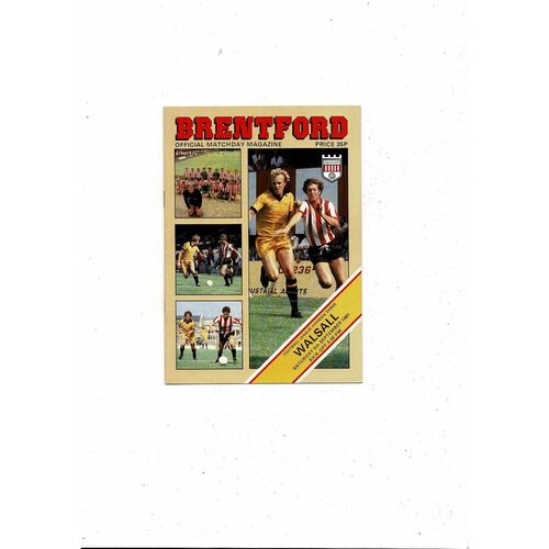 1981/82 Brentford v Walsall Football Programme