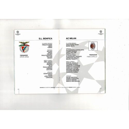 Benfica v AC Milan UEFA Champions League Football Programme 1994/95