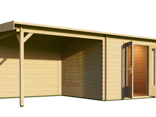 3.0mtr x 3.0mtr + 3.0mtr Veranda Apex Log Cabin Style building