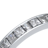 9ct 3mm DIAMOND SET princess and baguette channel 