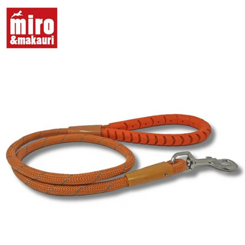 Rubber Handle Rope Lead 10mm x 110cm Orange