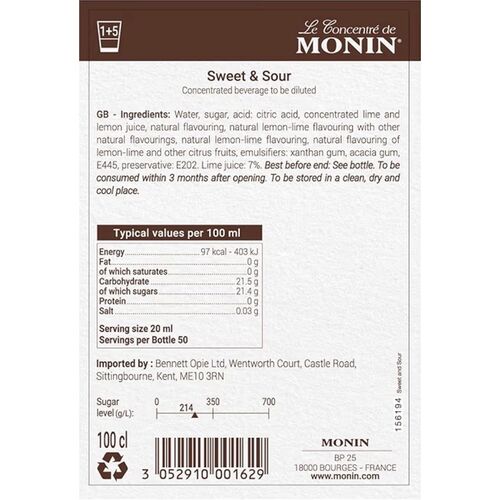 Sweet & Sour Syrup by Monin 1L