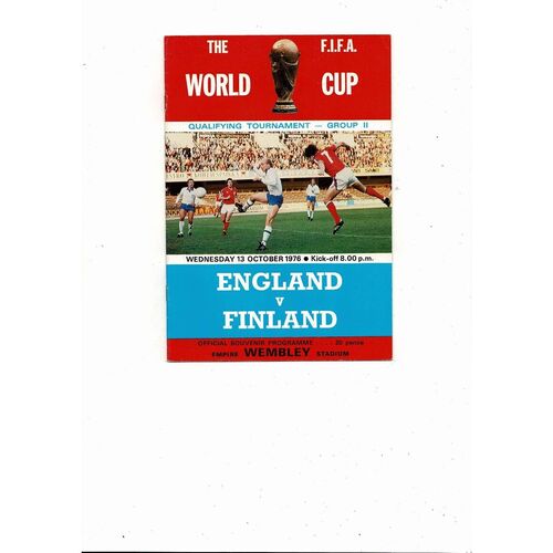 1976 England v Finland Football Programme
