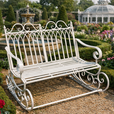 Antique Cream Rocking Bench