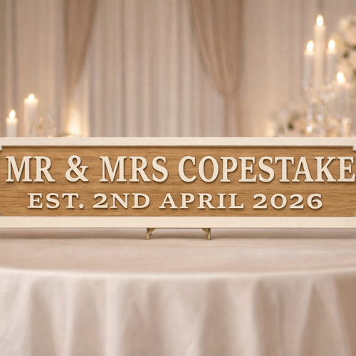 Personalised Mr & Mrs Wedding Street Sign – 3D Wooden Plaque