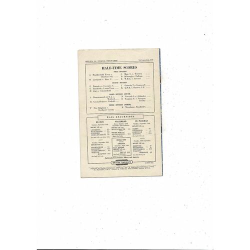 1949/50 Chelsea v Sunderland Football Programme