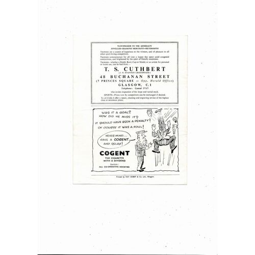 1958 Partick Thistle v Hearts Scottish League Cup Final Football Programme