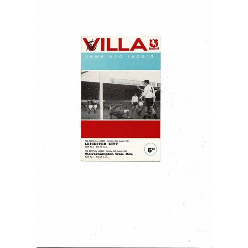 1965/66 Aston Villa v Leicester City & Wolves Reserves Double Football Programme