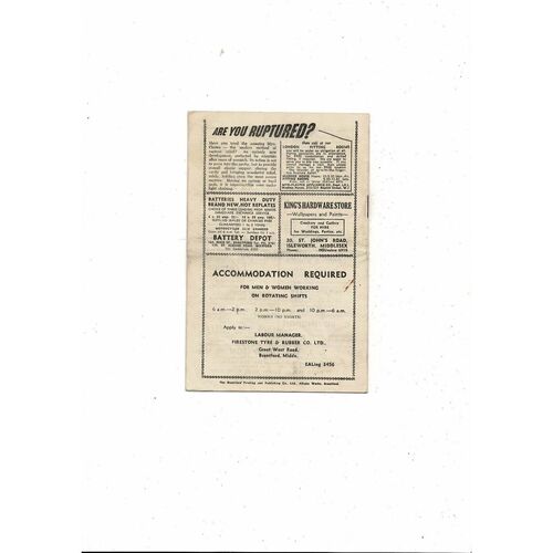 1954/55 Brentford v Northampton Town Football Programme