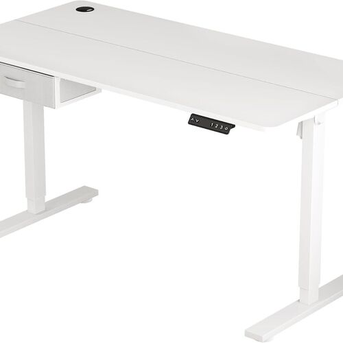 mcc direct Electric Standing Desk, Sit Stand Table, Height Adjustable Electric Standing Computer Desk with Desk Drawer for Home Office(100 X 60cm, White)-Easton
