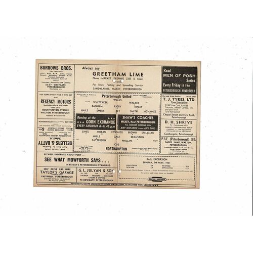 1960/61 Peterborough v Northampton Northants Senior Cup Final Football Programme