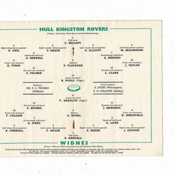 1964 Hull Kingston Rovers v Widnes Rugby League Challenge Cup Final Programme