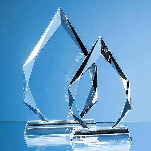 Clear Glass Facetted Diamond Peak Award - 15cm x 10.5cm x 20mm