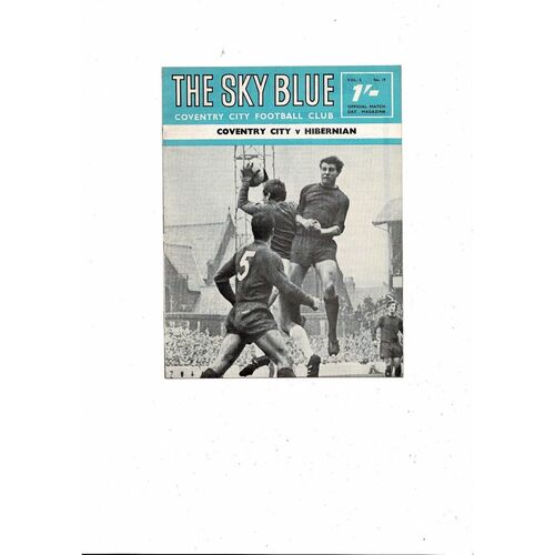 Coventry City v Hibernian Friendly Football Programme 1968/69 February