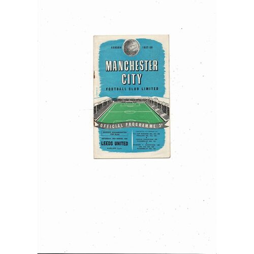 1957/58 Manchester City v Leeds United Football Programme