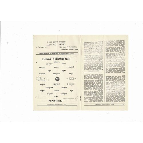 1951/52 Fulham v Huddersfield Town Football Programme