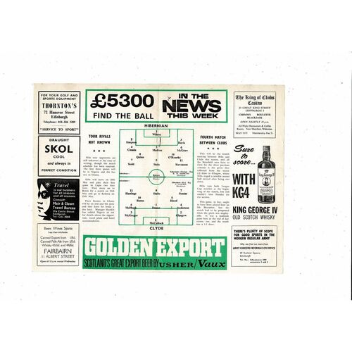 1967/68 Hibernian v Clyde Football Programme