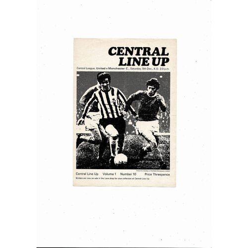 Sheffield United v Manchester City Central League Football Programme 1970/71