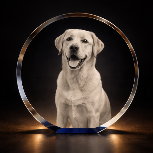 Super Ocean Blue Circle 3D Crystal Photo Gift