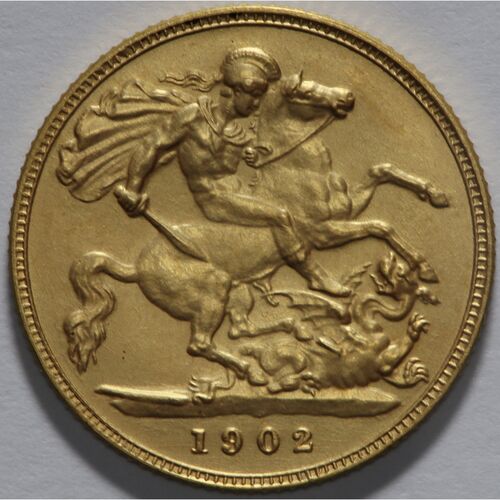 1902 King Edward V11 matte proof gold half sovereign