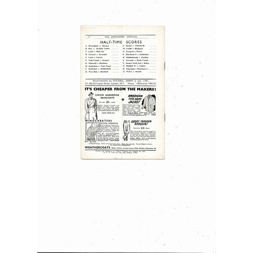 1952/53 Fulham v Everton Football Programme
