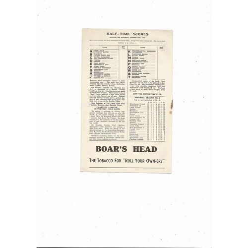 1956/57 Charlton Athletic v Arsenal Football Programme