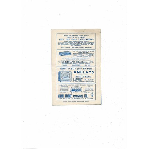 1959/60 Blackburn Rovers v Manchester United Football Programme