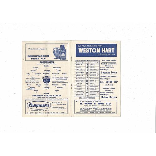 1959/60 Portsmouth v Brighton Football Programme