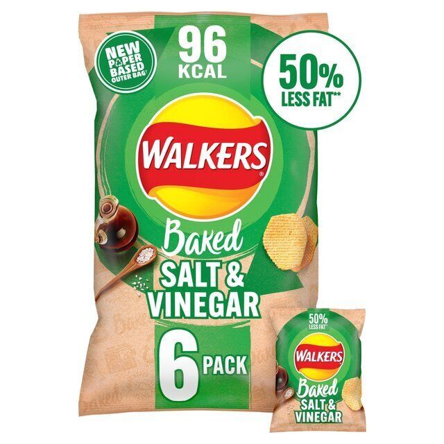 Walkers Baked Salt & Vinegar Crisps 6pk