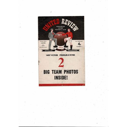 Manchester United v Manchester City Friendly Football Programme 1951/52