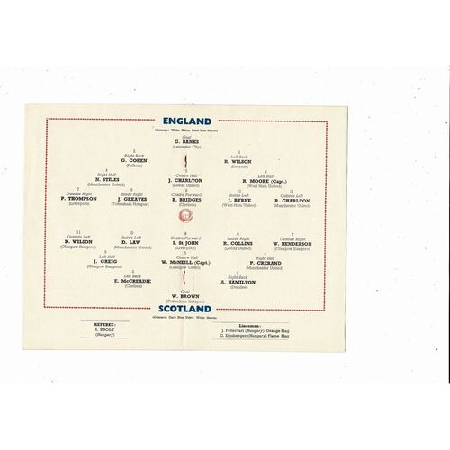 1965 England v Scotland Football Programme