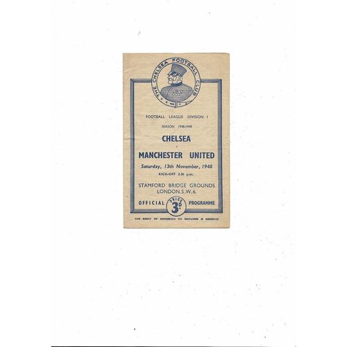 1948/49 Chelsea v Manchester United Football Programme