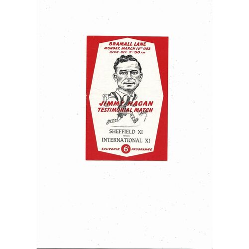 Sheffield X1 v International X1 Jimmy Hagan Testimonial Programme 1957/58