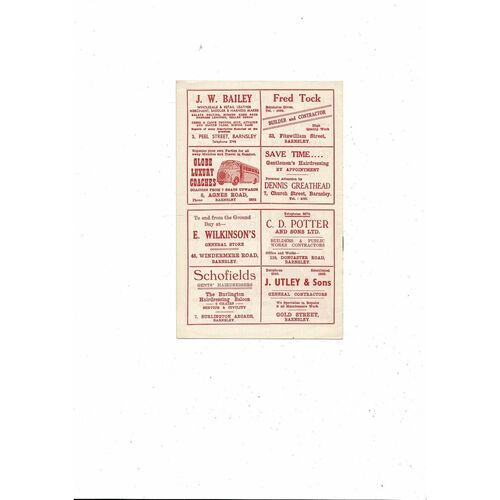 1955/56 Barnsley v Stoke City Football Programme