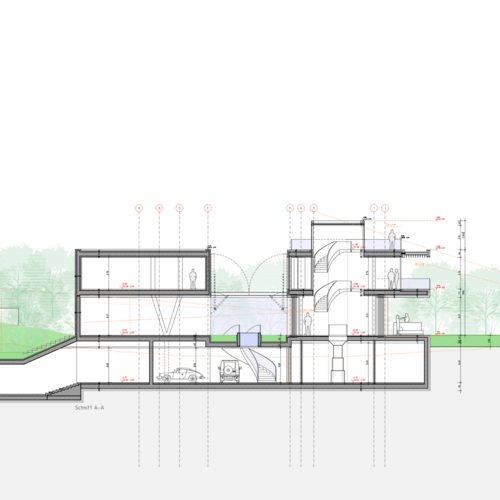 Modern villa with pool, large terraces, garden, and underground parking