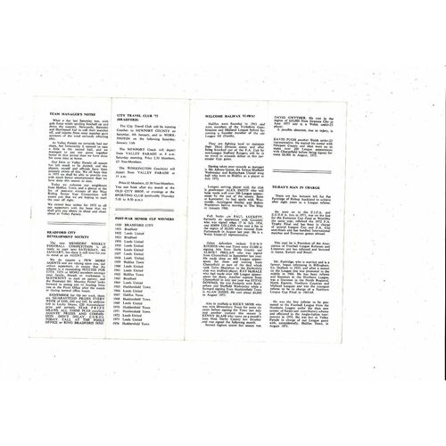 1974/75 Bradford City v Halifax Town West Riding Cup Semi Final Programme