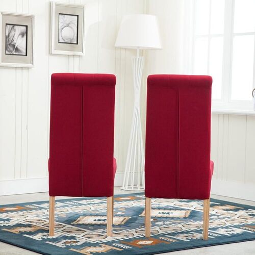 mcc direct Set of 2 Linen Fabric Dining Chairs Roll Top Scroll High Back For Home & Commercial Restaurants