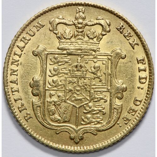 1828 King George 1V half gold sovereign