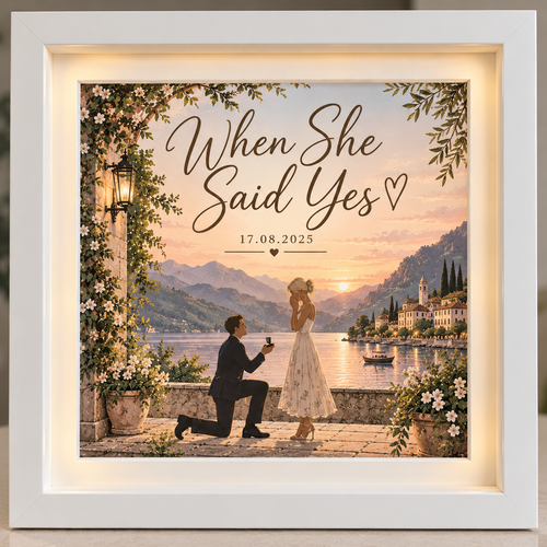 Engagement Frame, When She Said Yes Proposal Gift, Custom Engagement Keepsake