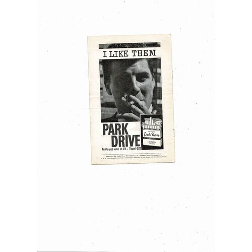 1963/64 Birmingham City v Arsenal Football Programme