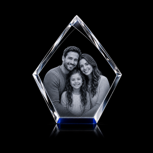 Personalised 3D Crystal Iceberg Photo Gift UK - Laser Engraved Colour Crystal