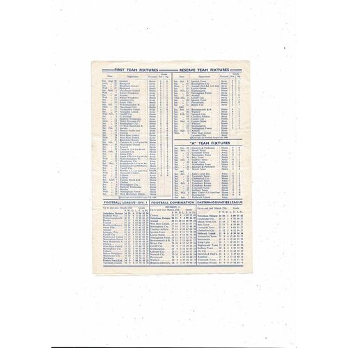 1960/61 Tottenham Hotspur v Preston Football Programme