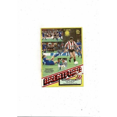 1984/85 Brentford v Newport County Football Programme