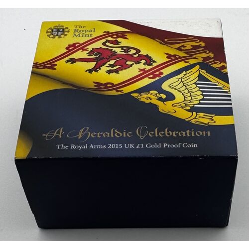 Royal arms 2015 gold proof £1 coin