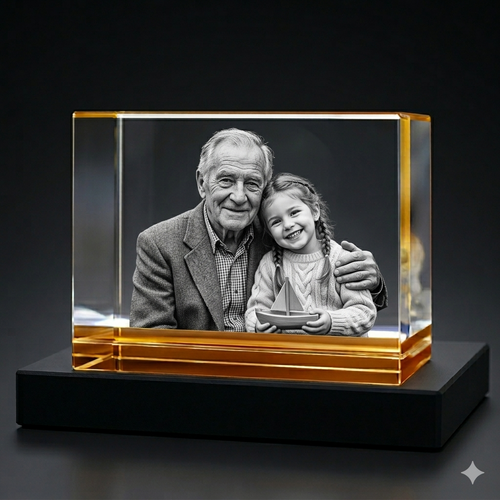 Super Colour Deluxe XXL Honey Amber 3D Crystal Photo Gift